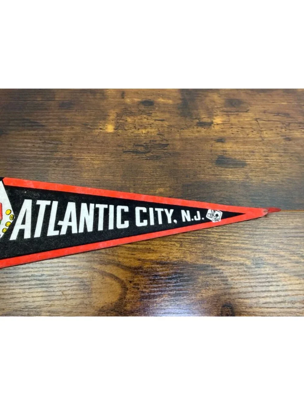 Vintage Atlantic City NJ Felt Pennant with damaged tip 14 inches